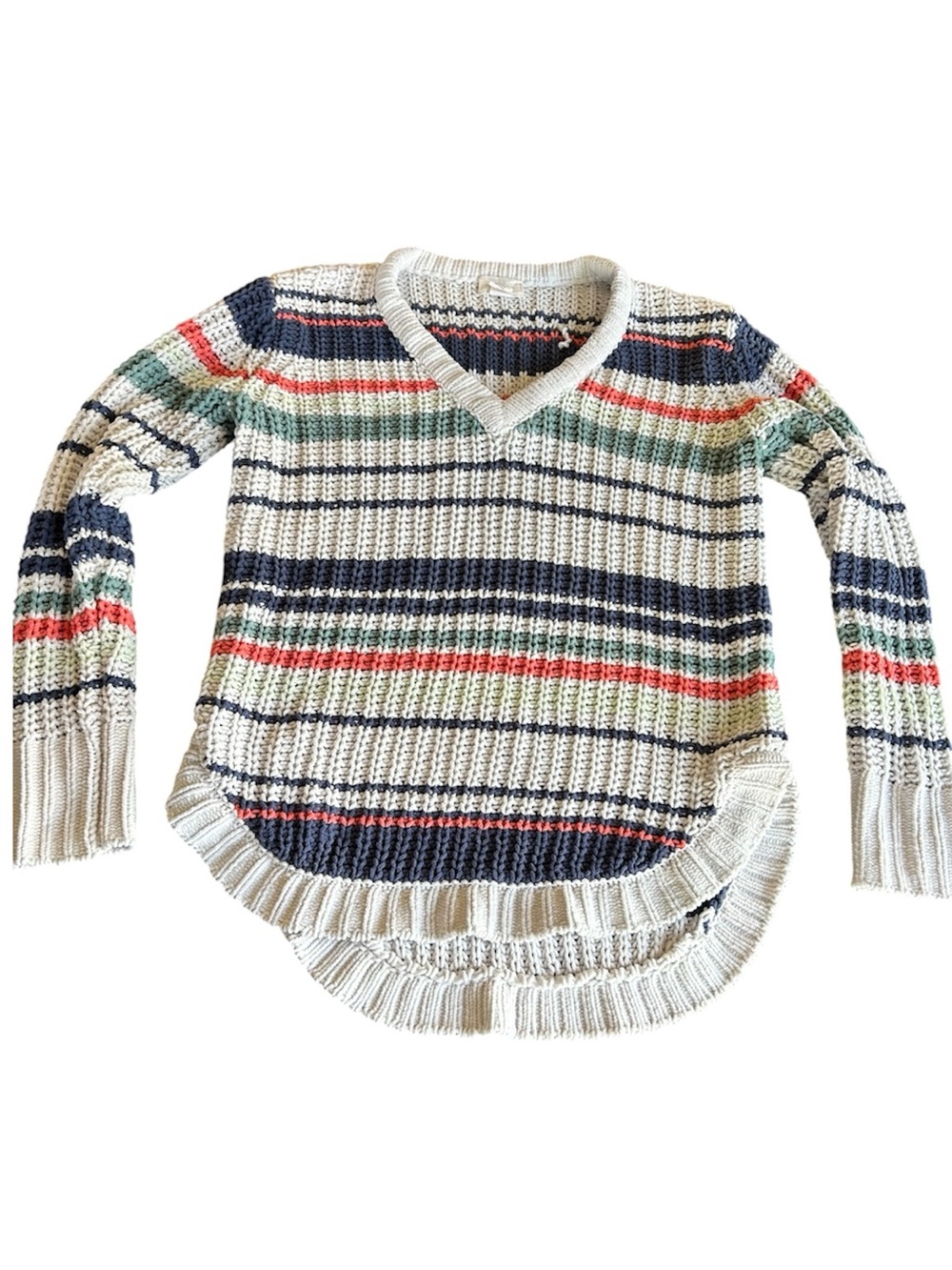 Caslon knit cozy striped v neck pull over sweater